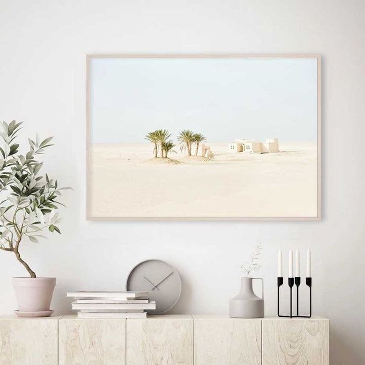 Palm Tree White Concrete Building - Canvas Wall Art Painting | Bowlift