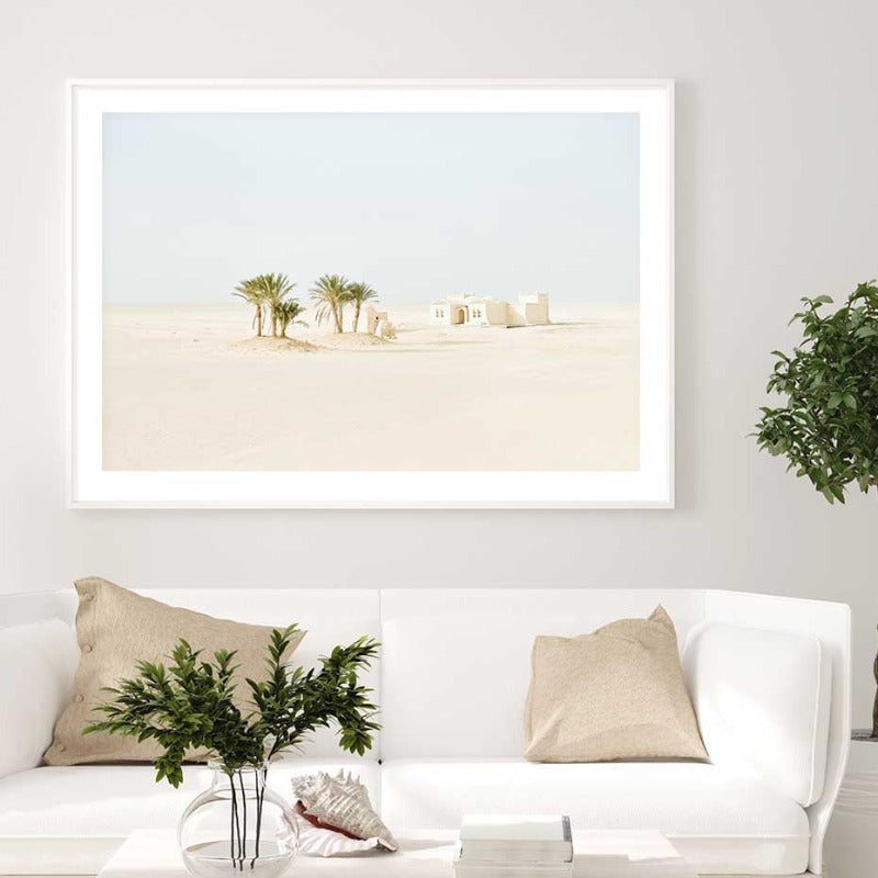 Palm Tree White Concrete Building - Canvas Wall Art Painting | Bowlift