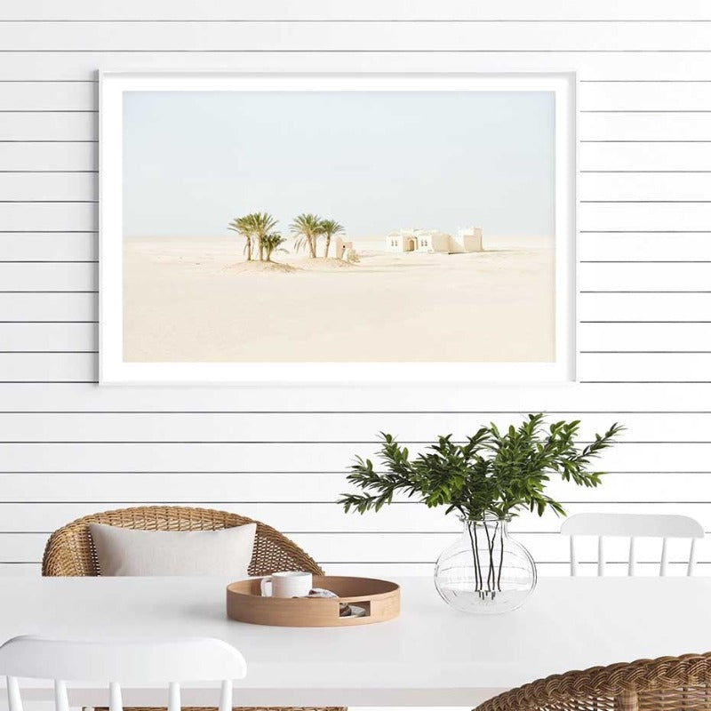Palm Tree White Concrete Building - Canvas Wall Art Painting | Bowlift