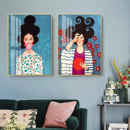 Fashion Flower Girl - Canvas Wall Art Painting | Bowlift