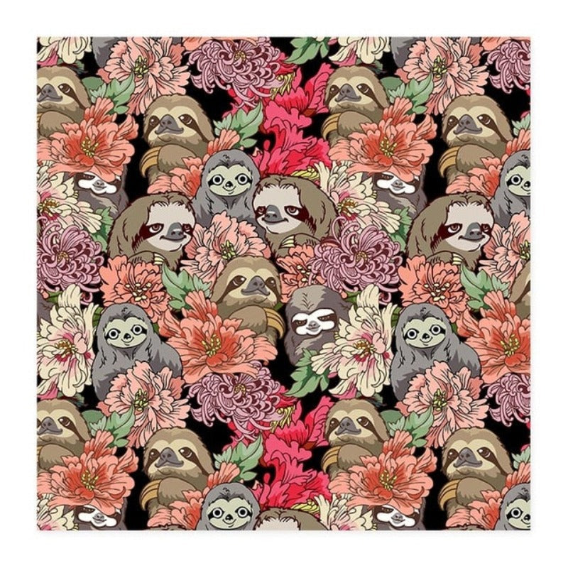 Many Sloths Abstract Animal Plants - Canvas Wall Art Painting | Bowlift