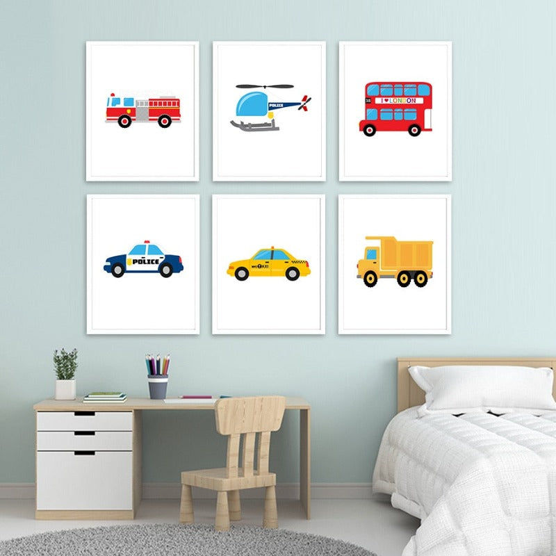 Nursery Truck Taxi - Canvas Wall Art Painting | Bowlift