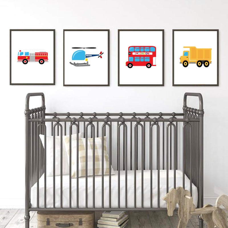 Nursery Truck Taxi - Canvas Wall Art Painting | Bowlift