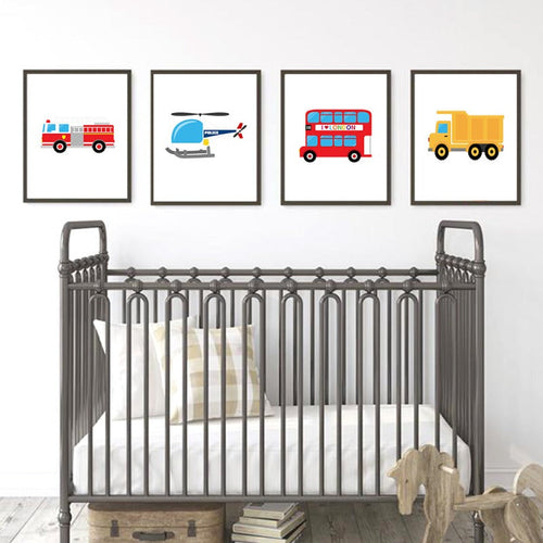 Nursery Truck Taxi - Canvas Wall Art Painting | Bowlift