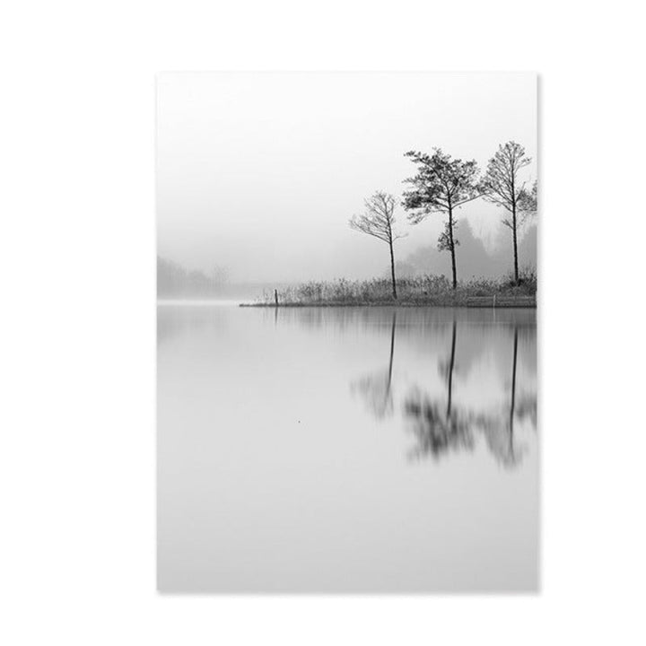 Foggy Sky Lake Lion - Canvas Wall Art Painting | Bowlift