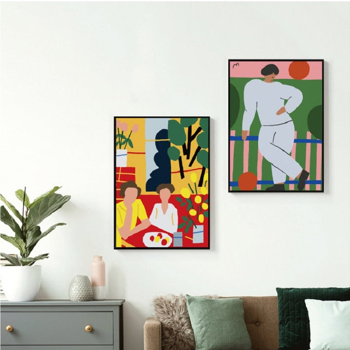 Flowers Drawing Abstract  - Canvas Wall Art Painting | Bowlift