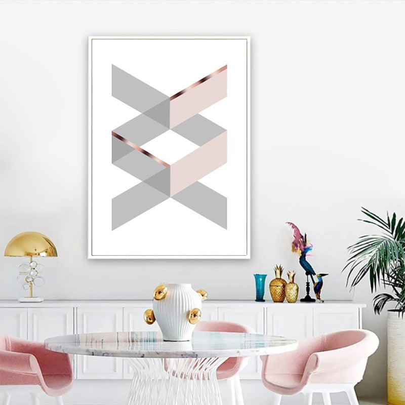 Geometric Pink Home - Canvas Wall Art Painting | Bowlift