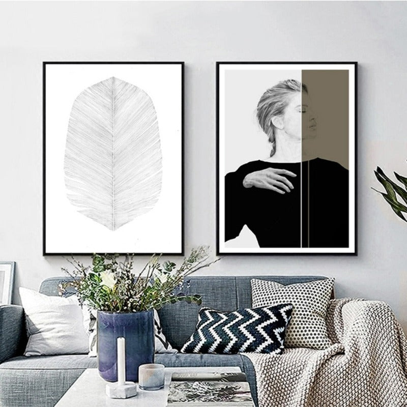 Nordic Abstract Leaf Art - Canvas Wall Art Painting | Bowlift