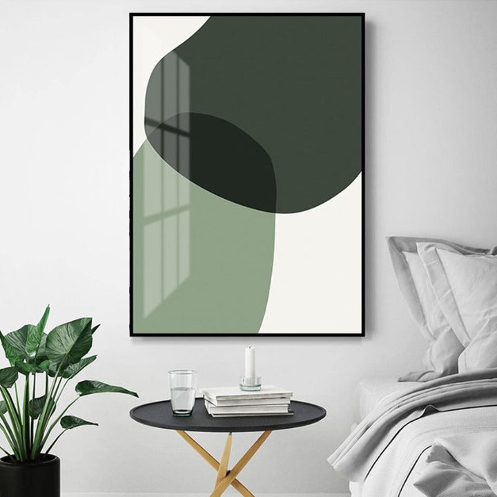 Geometric Green Color Block - Canvas Wall Art Painting | Bowlift