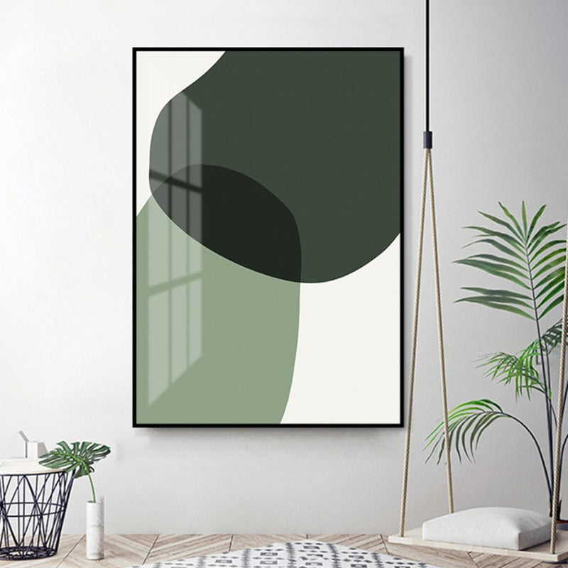 Geometric Green Color Block - Canvas Wall Art Painting | Bowlift