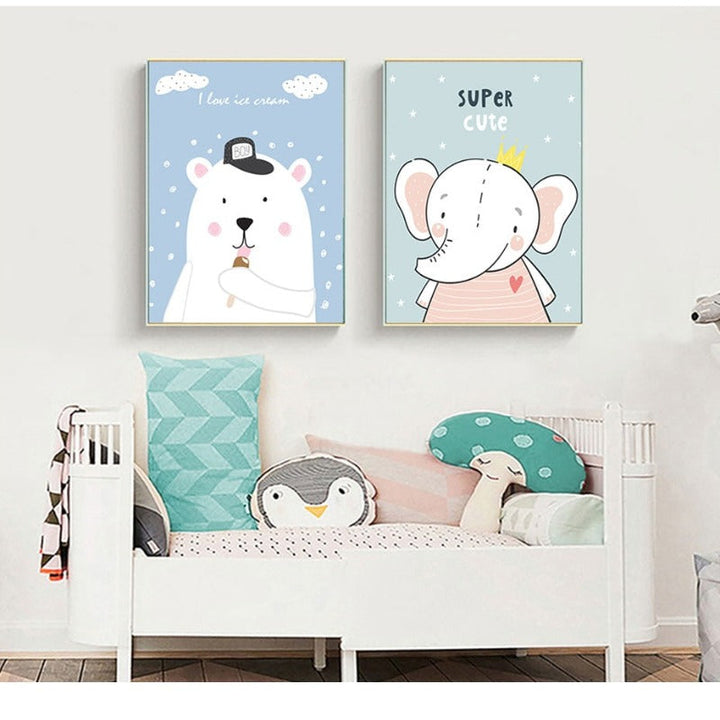 Baby Jungle Safari - Canvas Wall Art Painting | Bowlift