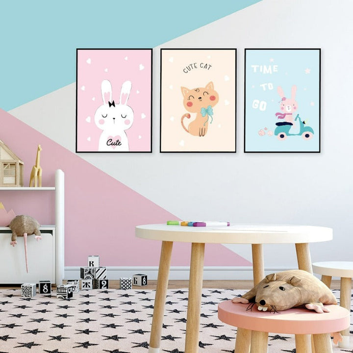 Cute Cat Bunny - Canvas Wall Art Painting | Bowlift