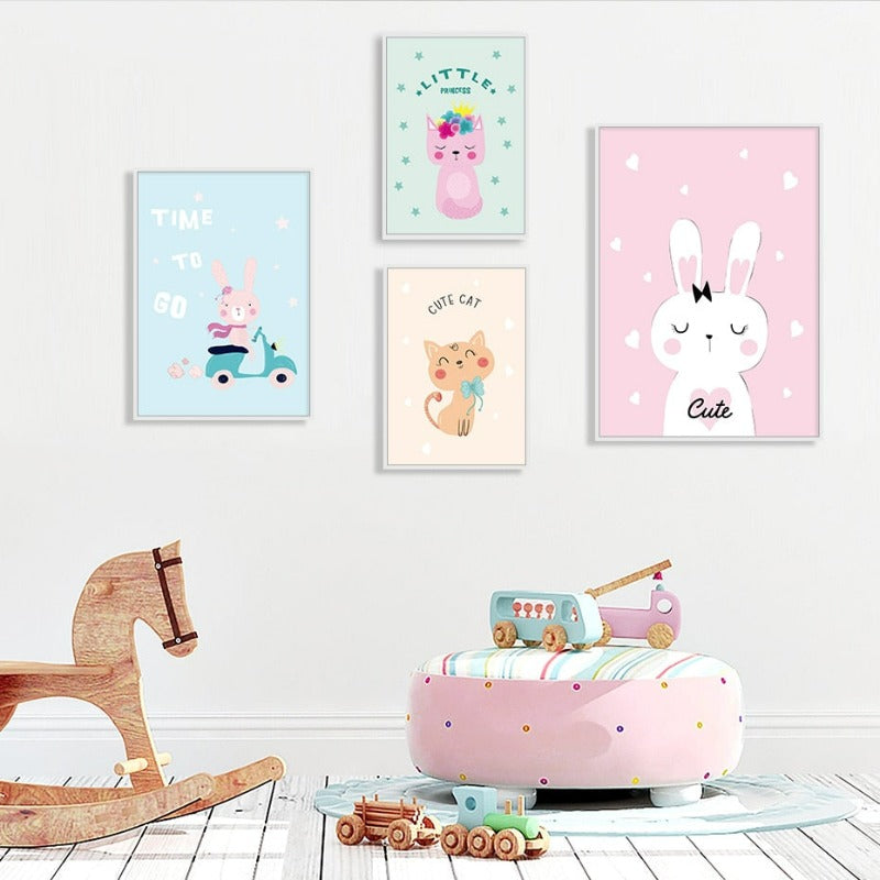 Cute Cat Bunny - Canvas Wall Art Painting | Bowlift