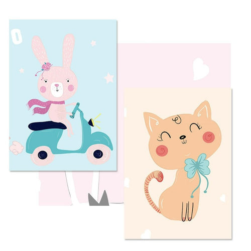 Cute Cat Bunny - Canvas Wall Art Painting | Bowlift