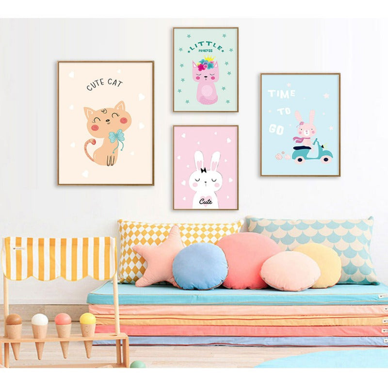 Cute Cat Bunny - Canvas Wall Art Painting | Bowlift