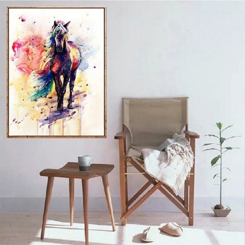 Watercolor Horse Colorful - Canvas Wall Art Painting | Bowlift