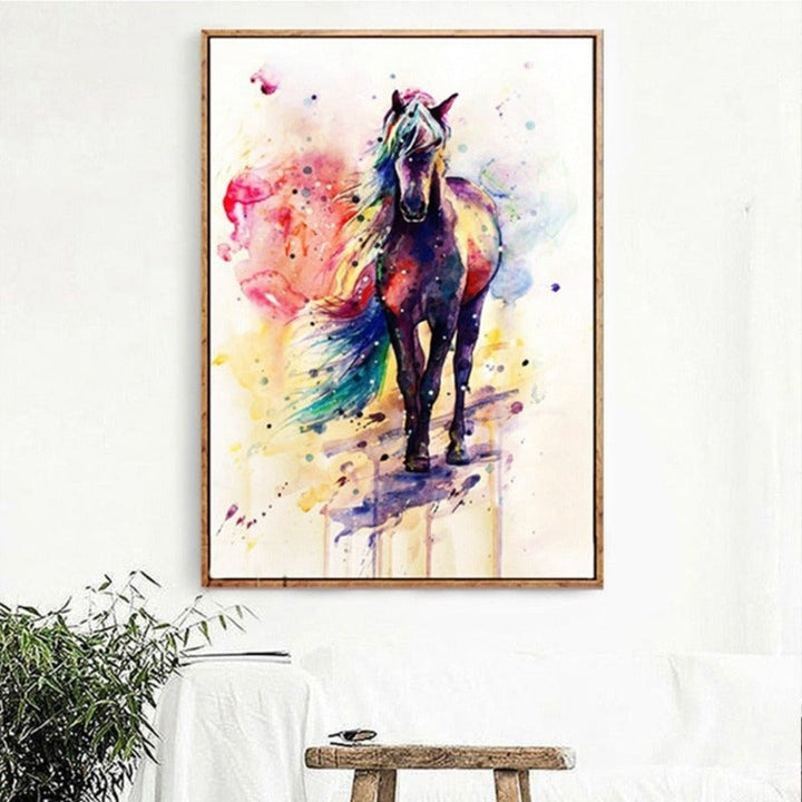 Watercolor Horse Colorful - Canvas Wall Art Painting | Bowlift