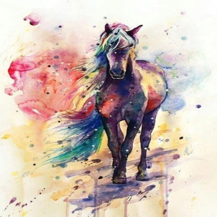 Watercolor Horse Colorful - Canvas Wall Art Painting | Bowlift