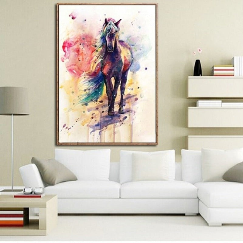 Watercolor Horse Colorful - Canvas Wall Art Painting | Bowlift
