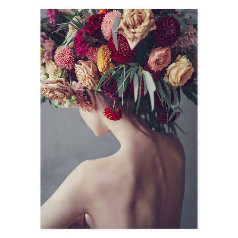 Beautiful Scenic Floral Girl Abstract - Canvas Wall Art Painting | Bowlift