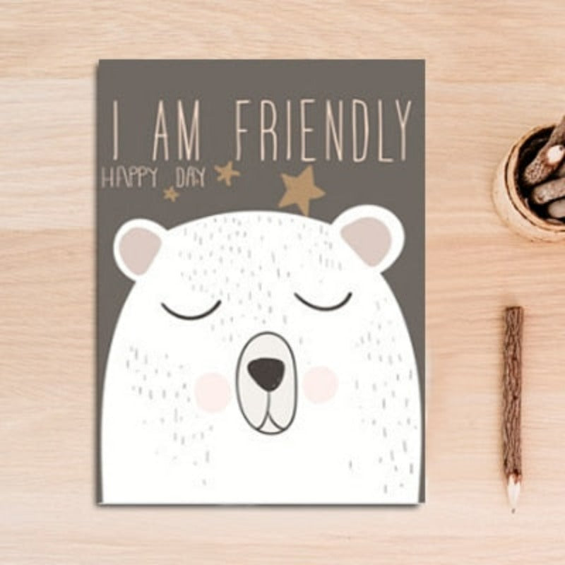 Nordic Friendly Cartoon Bear Rabbit - Canvas Wall Art Painting | Bowlift