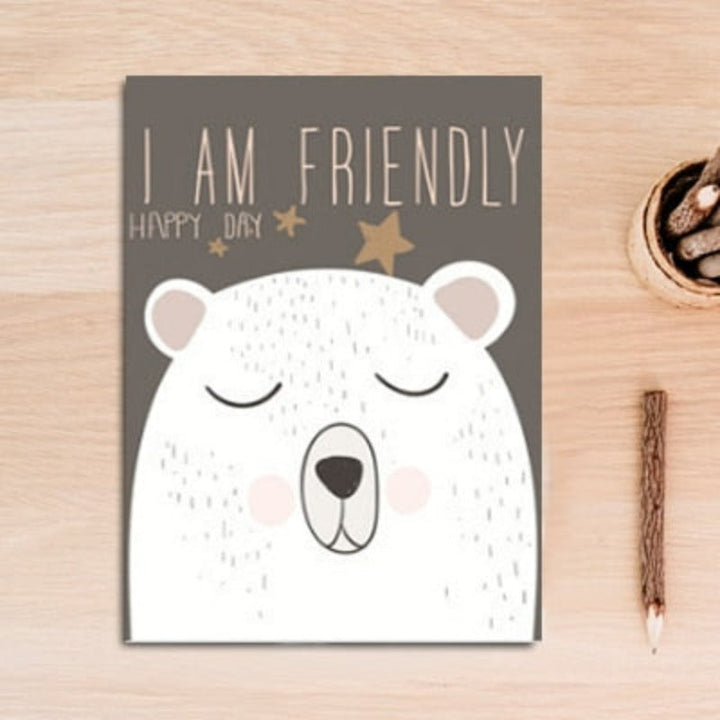 Nordic Friendly Cartoon Bear Rabbit - Canvas Wall Art Painting | Bowlift