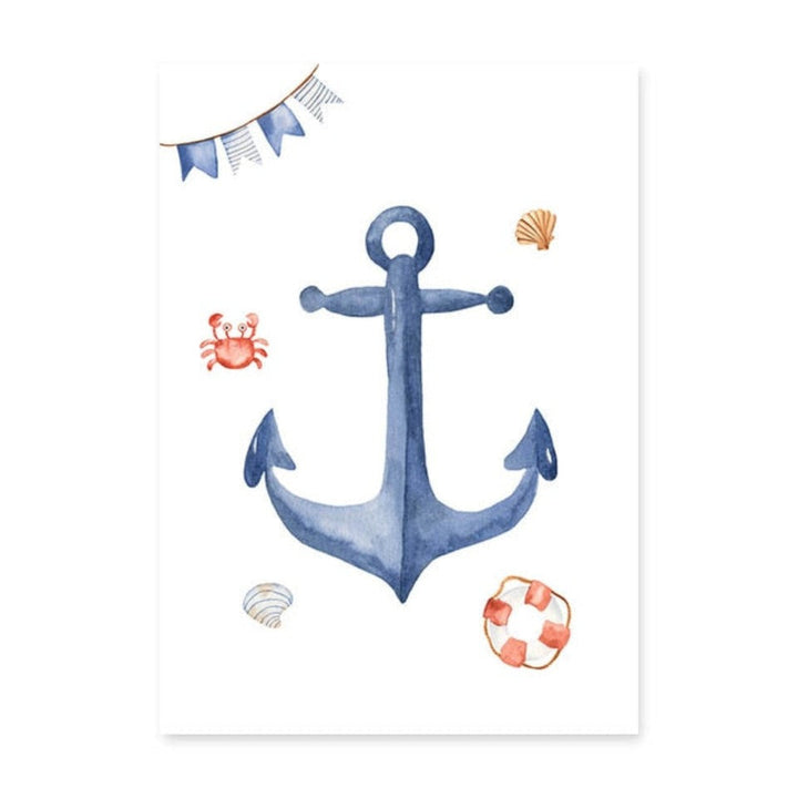 Sailboat Lighthouse Anchor Nursery Boy Wall Art Prints Decor - Canvas Wall Art Painting | Bowlift