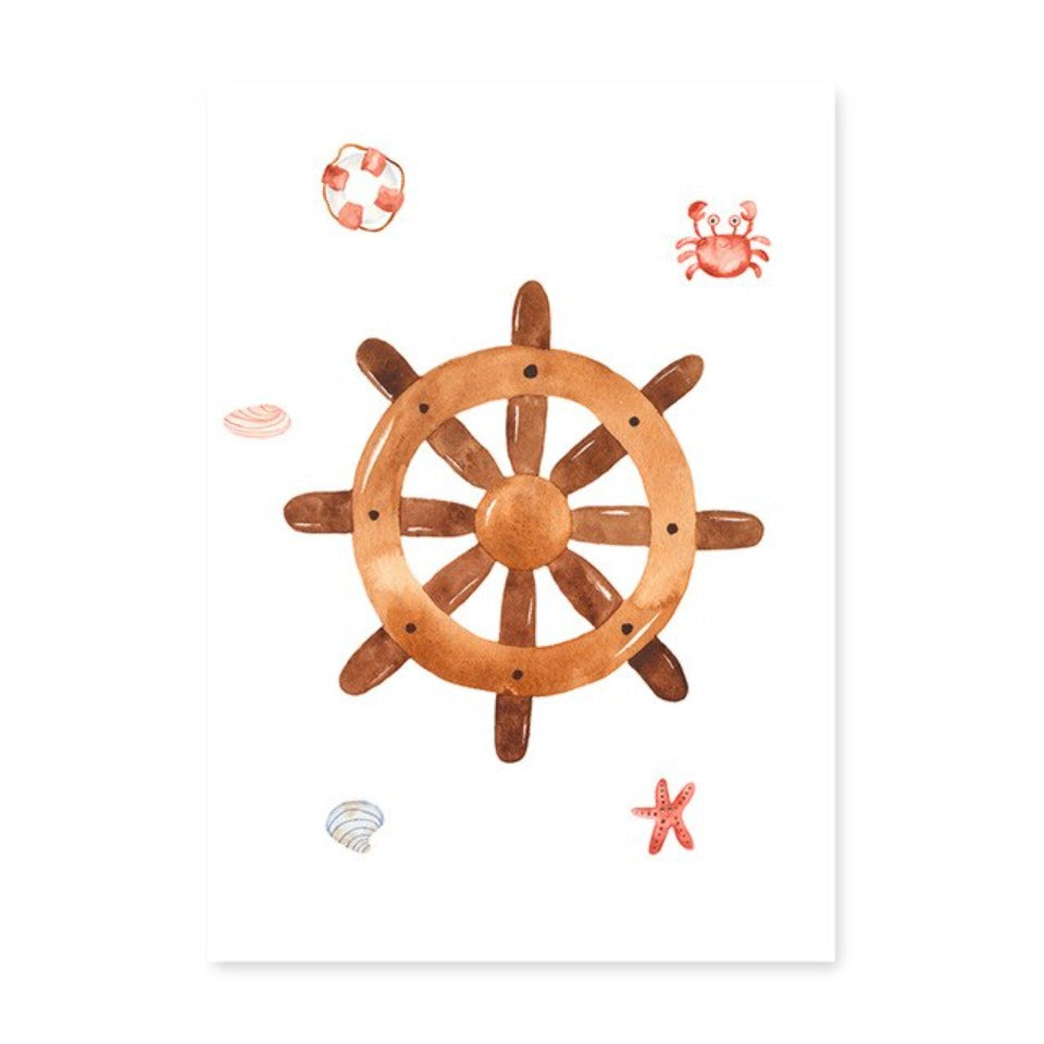 Sailboat Lighthouse Anchor Nursery Boy Wall Art Prints Decor - Canvas Wall Art Painting | Bowlift