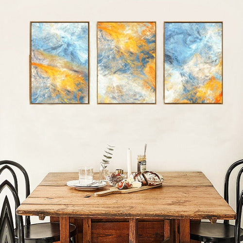 Watercolor Blue Yellow - Canvas Wall Art Painting | Bowlift