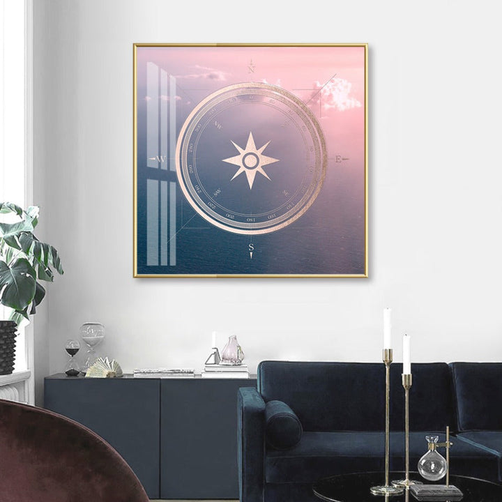 Rosegold Compass Poster Still Life - Canvas Wall Art Painting | Bowlift