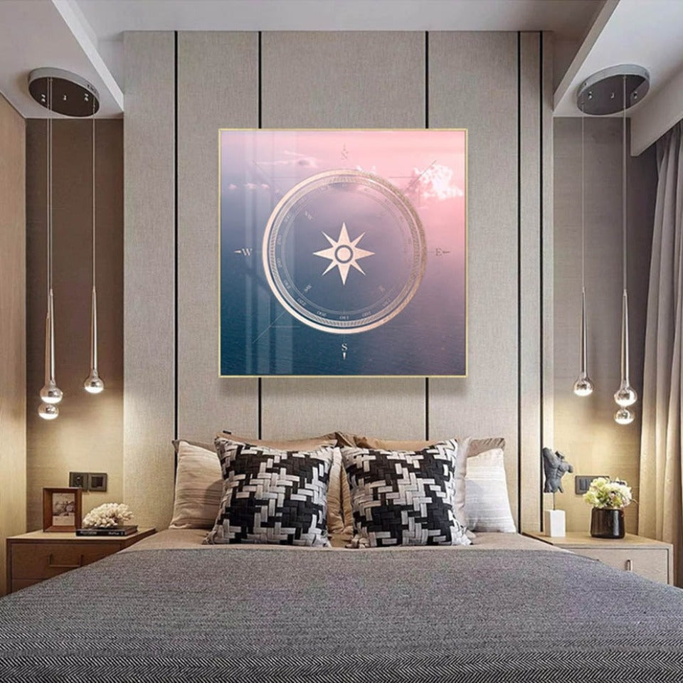 Rosegold Compass Poster Still Life - Canvas Wall Art Painting | Bowlift