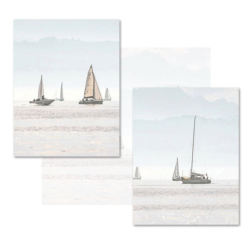 Summer Landscape Nautical Sailboat Print Minimalist - Canvas Wall Art Painting | Bowlift