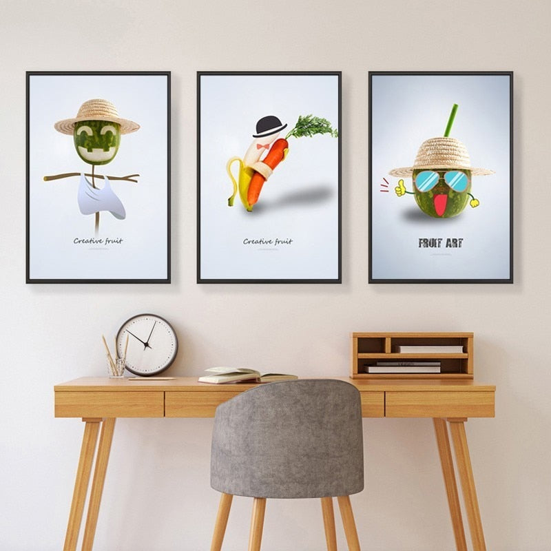 Dancing Cool Fruits - Canvas Wall Art Painting | Bowlift