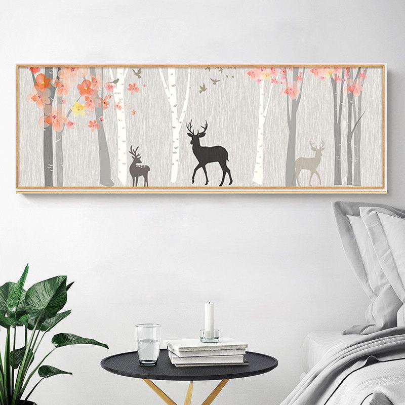 Woodland Deer Landscape - Canvas Wall Art Painting | Bowlift