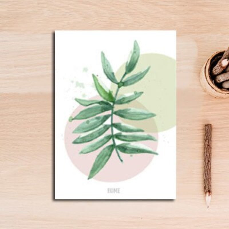 Nordic Refreshing Green Leaves - Canvas Wall Art Painting | Bowlift