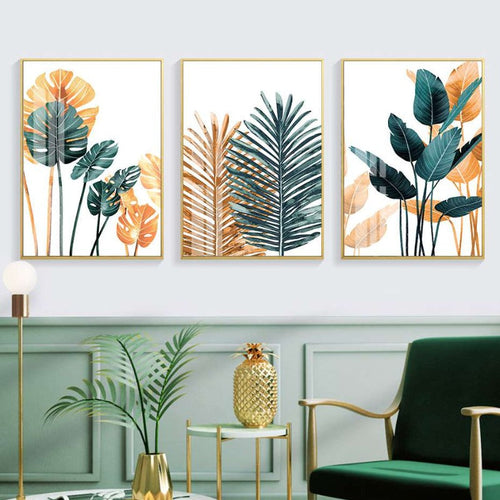 Modern Tropic Plants Leaves Print Poster - Canvas Wall Art Painting | Bowlift