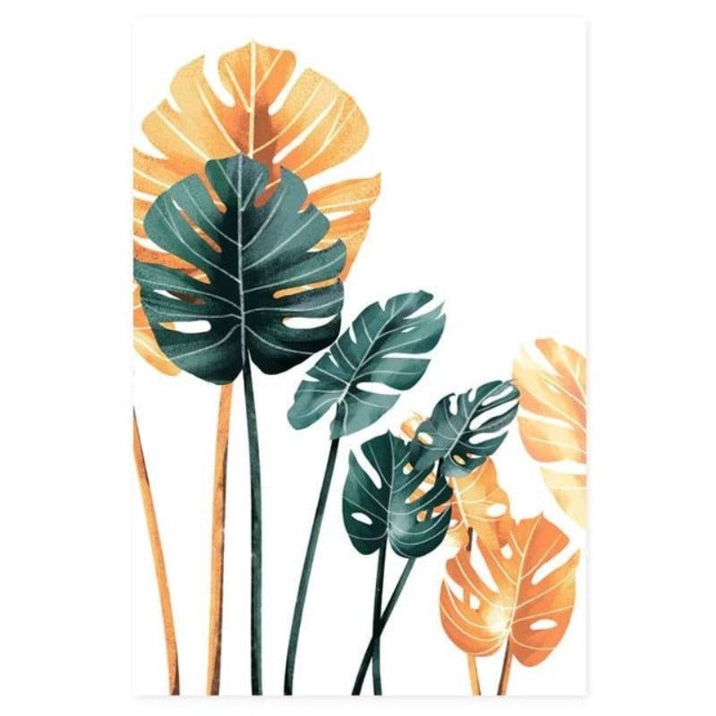 Modern Tropic Plants Leaves Print Poster - Canvas Wall Art Painting | Bowlift