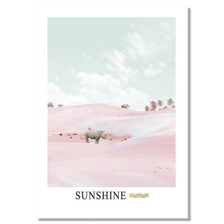 Light Pink Nordic Abstract Scene Gallery - Canvas Wall Art Painting | Bowlift