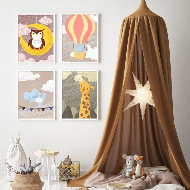 Cartoon Animals Nursery - Canvas Wall Art Painting | Bowlift