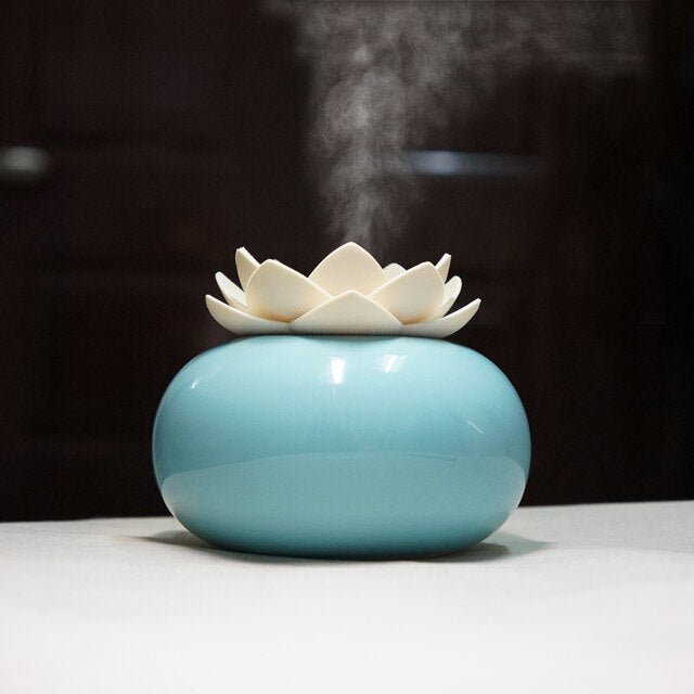 BowLift | Lotiscent | Ceramic Lotus Aroma Humidifier – Ultrasonic Essential Oil Diffuser for Relaxation & Wellness