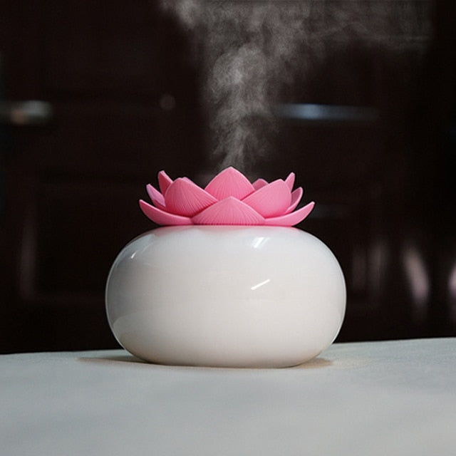 BowLift | Lotiscent | Ceramic Lotus Aroma Humidifier – Ultrasonic Essential Oil Diffuser for Relaxation & Wellness