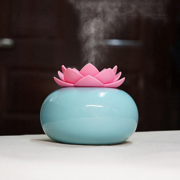 BowLift | Lotiscent | Ceramic Lotus Aroma Humidifier – Ultrasonic Essential Oil Diffuser for Relaxation & Wellness