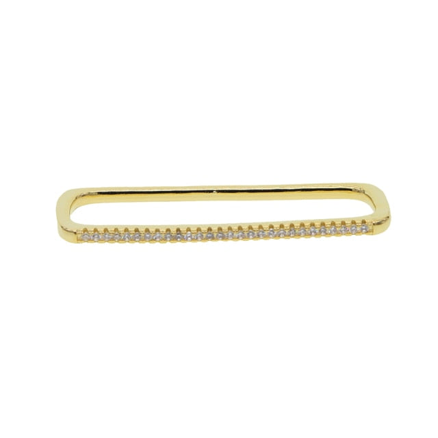 BowLift | 1 piece ear white rainbow cz rectangle cuff earring