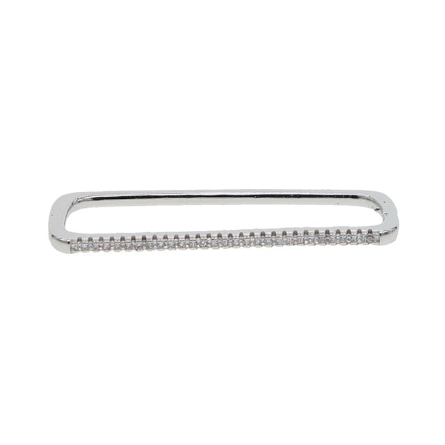 BowLift | 1 piece ear white rainbow cz rectangle cuff earring
