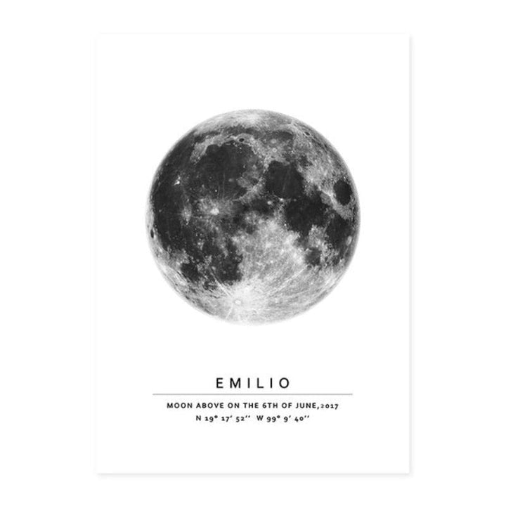 Personalized Moon Phase With Date - Canvas Wall Art Painting | Bowlift