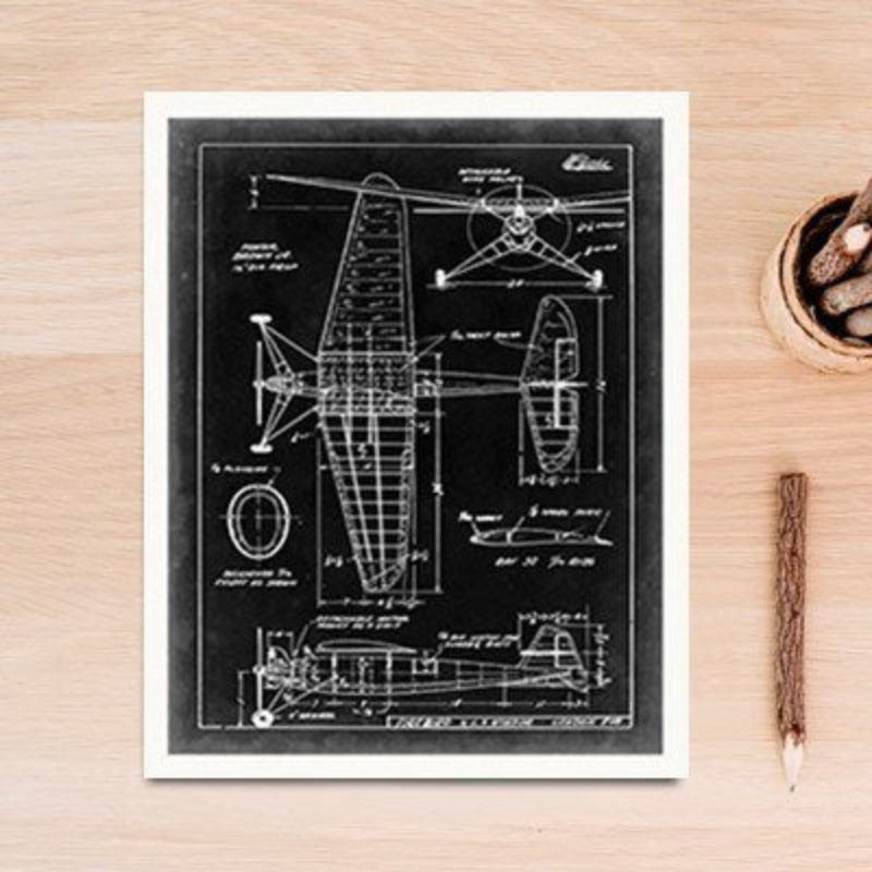 Vintage Fighter Design Diagram - Canvas Wall Art Painting | Bowlift
