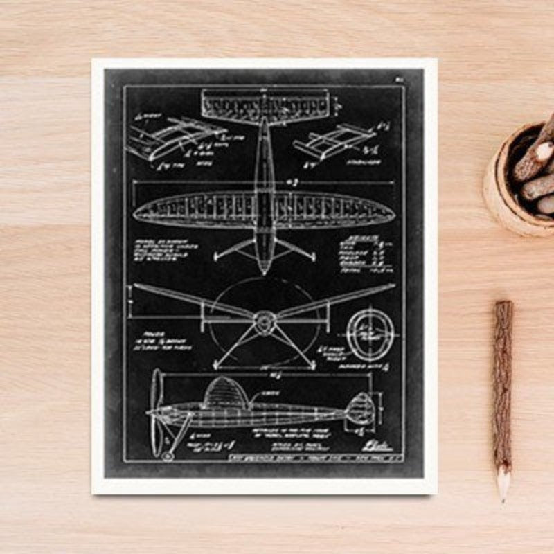 Vintage Fighter Design Diagram - Canvas Wall Art Painting | Bowlift