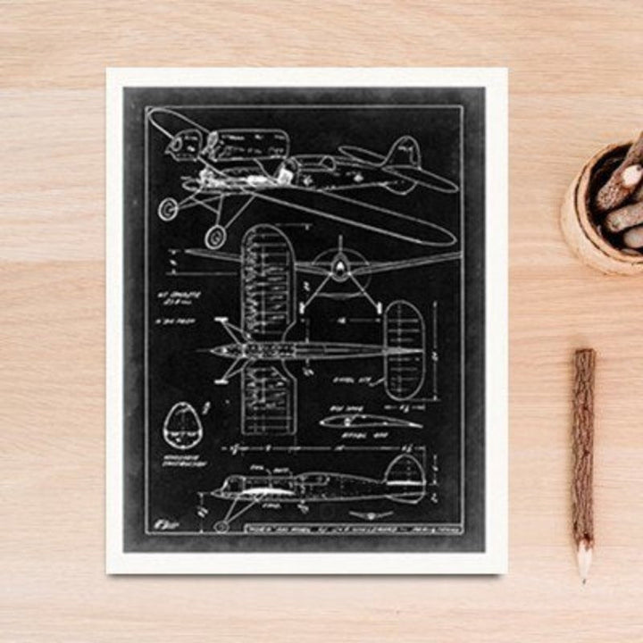 Vintage Fighter Design Diagram - Canvas Wall Art Painting | Bowlift
