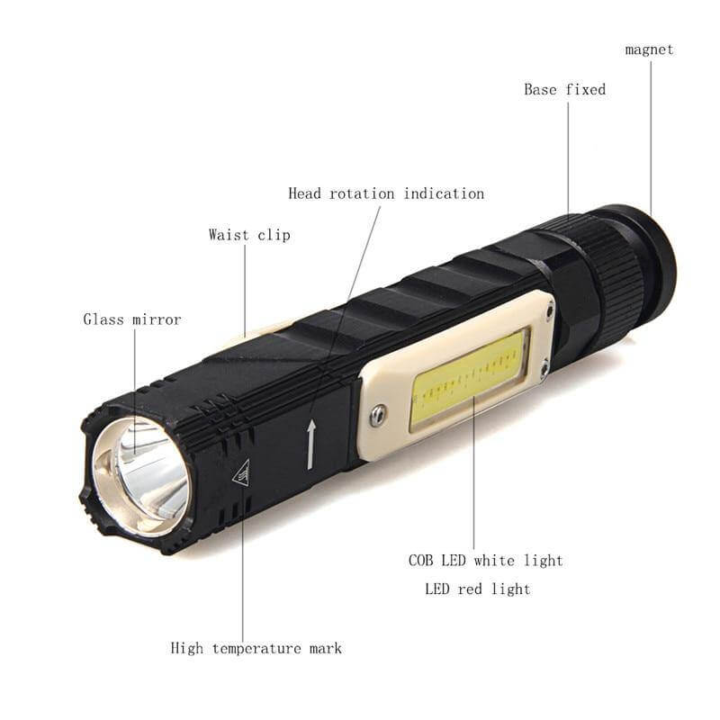 Rechargeable Magnetic Adjustable Camping Flashlight | Bowlift
