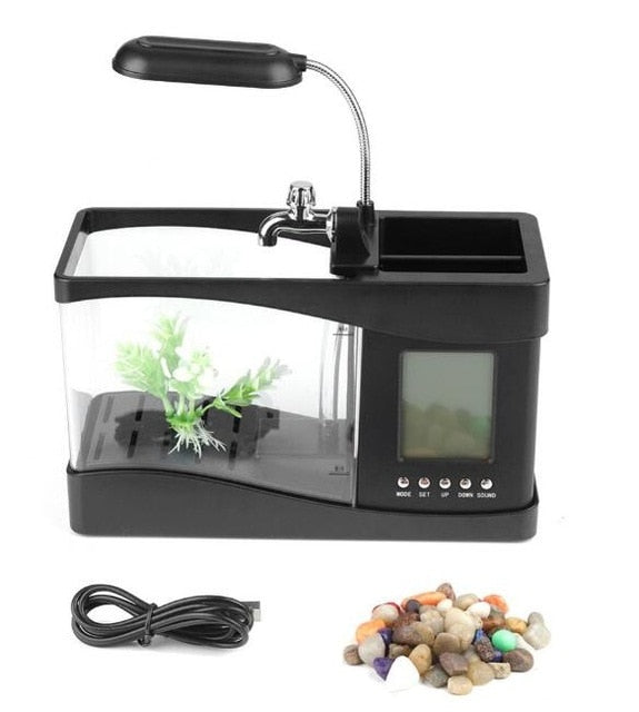 LCD Clock Mini Fish Tank Aquarium | Bowlift